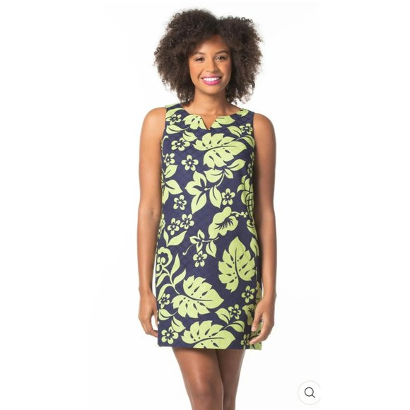 Tori Richard Dresses & Skirts - Tori Richard Navy and Lime Floral Mini Dress